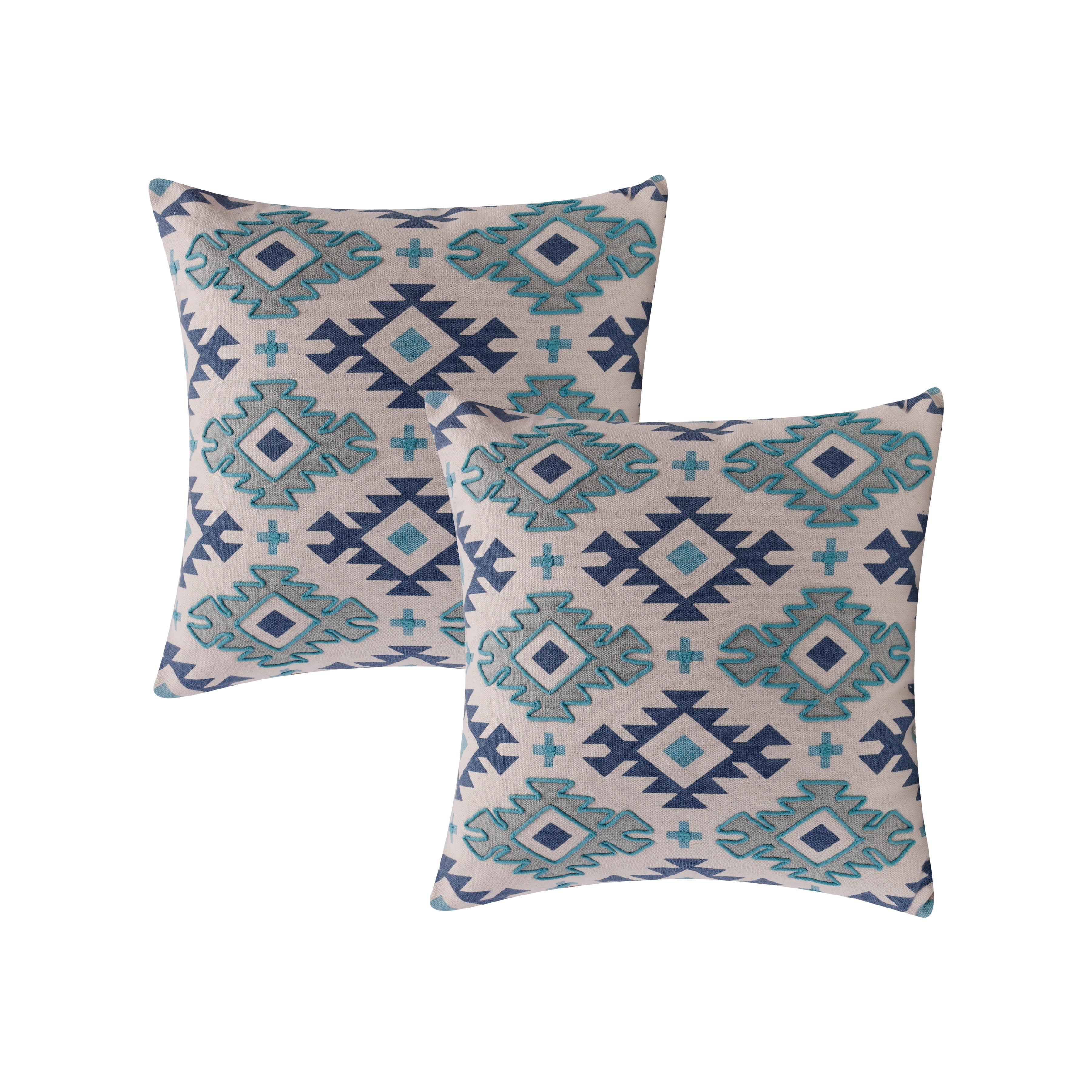 Harlow Hill 20" x 20" Navy/Light Gray Geometric Cotton Adult Decorative Throw Pillow Cover