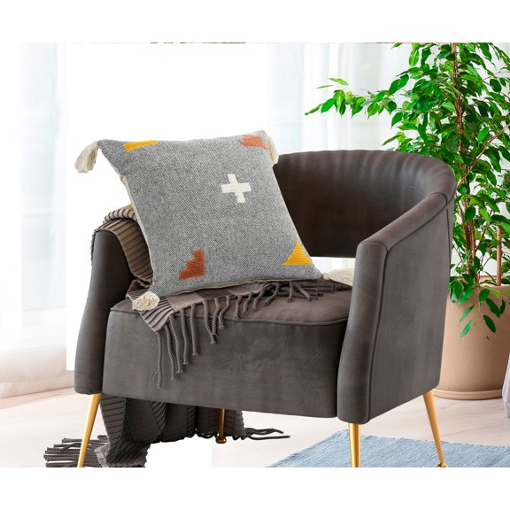 Laddha Home Designs Handwoven Patchwork Cotton Throw Pillow - 20" - Multicolor