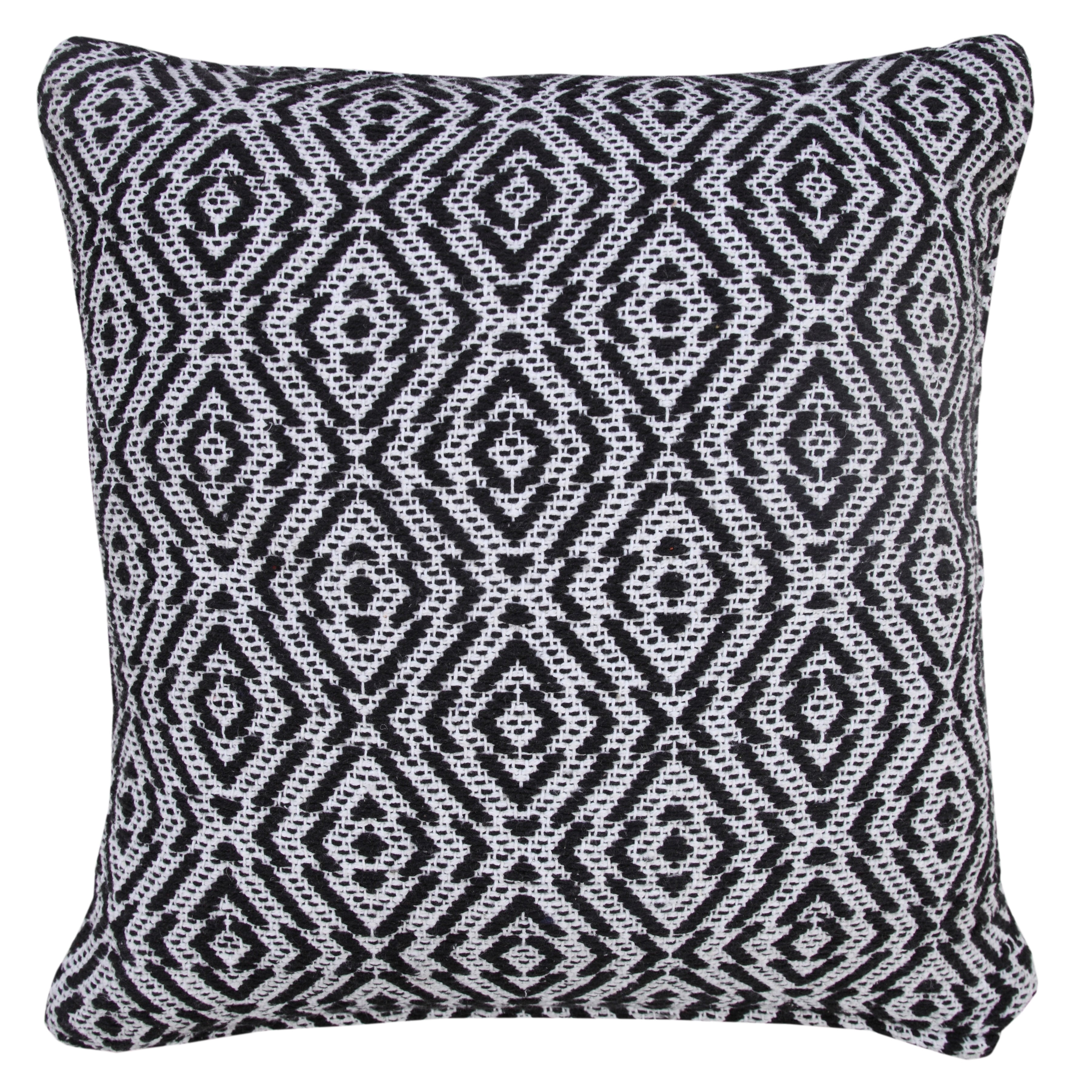 Harlow Hill Hampton 20" x 20" Geometric Cotton Adult Decorative Feather Filled Pillow, Black/White
