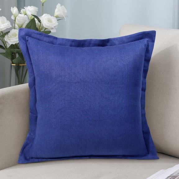 Harlow Hill Faye 20" x 20" Solid Linen Adult Decorative Feather Filled Pillow, Navy