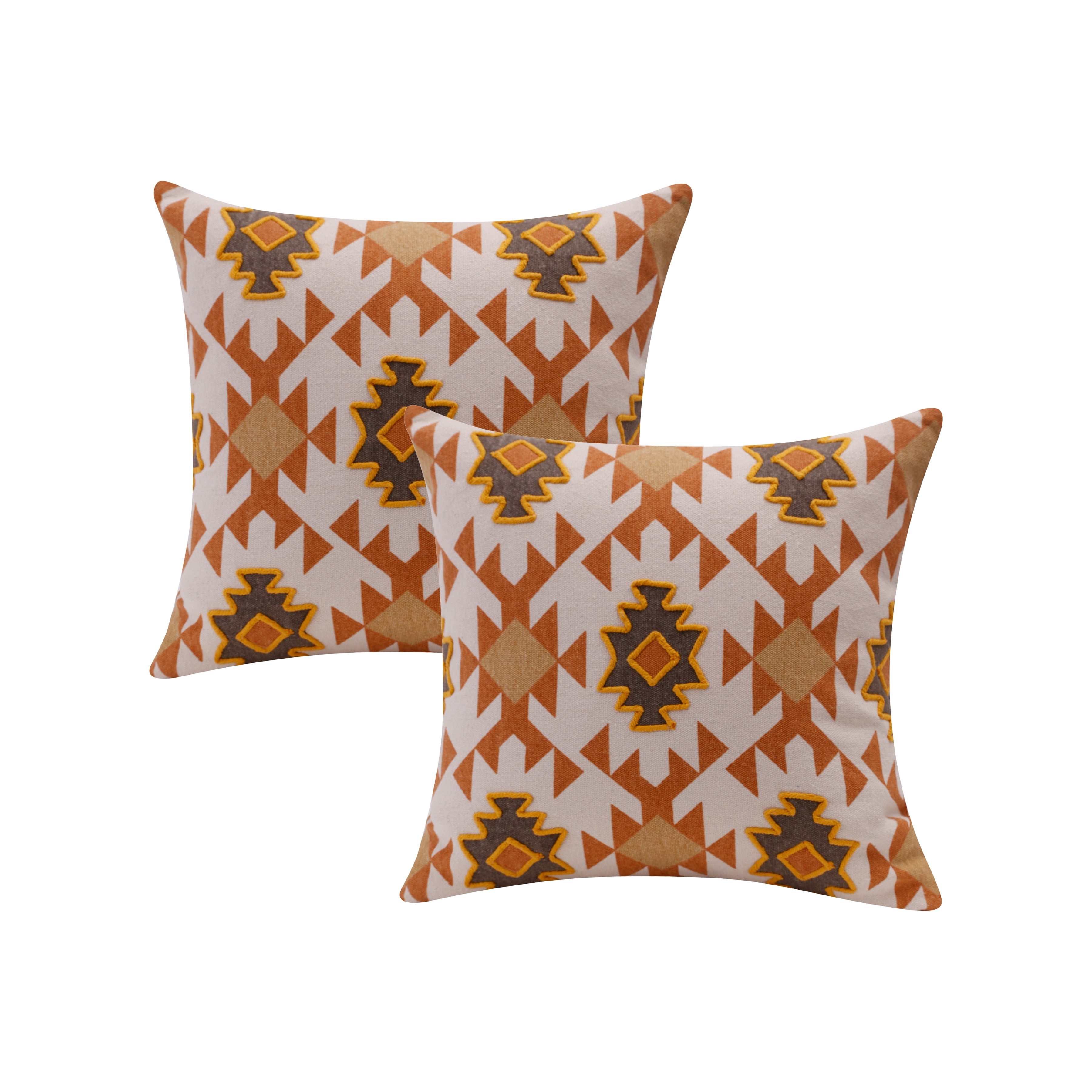 Harlow Hill 20" x 20" Orange/Off-White Geometric Cotton Adult Decorative Throw Pillow Cover