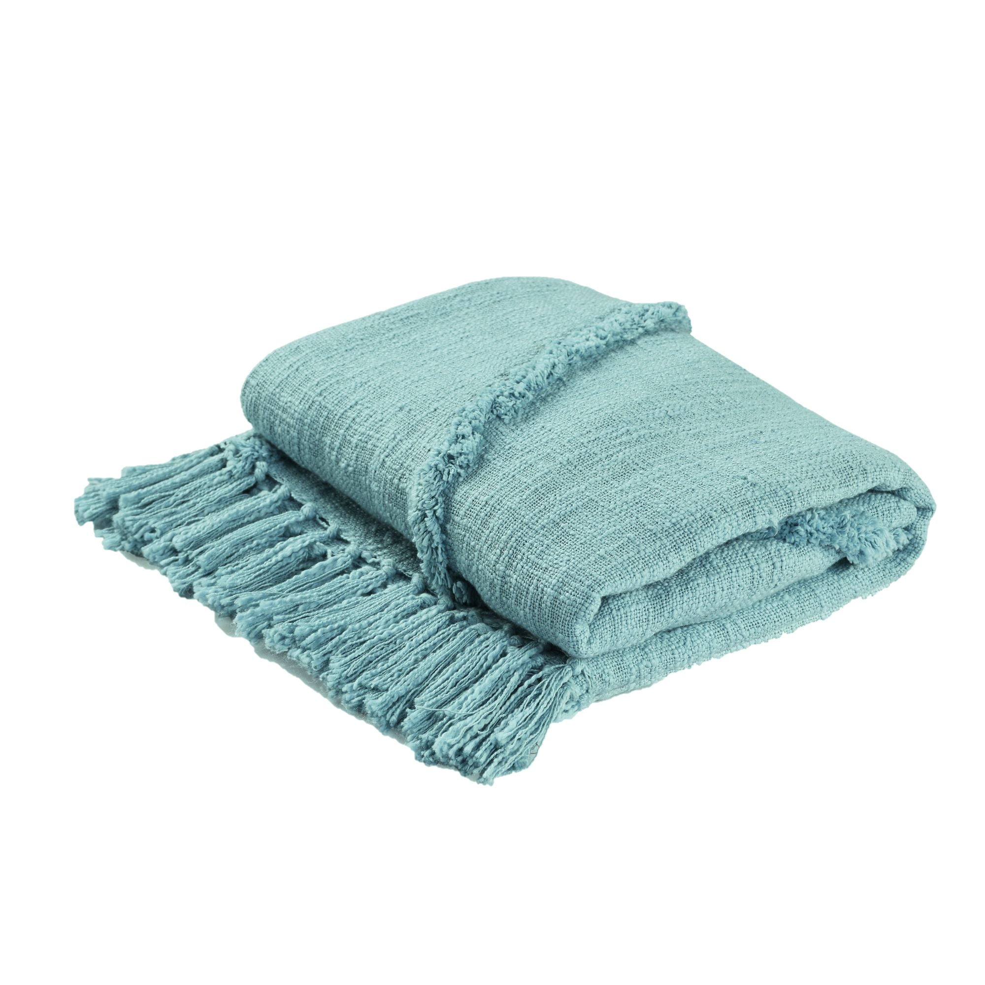 Laddha Home Designs Solid Aqua Blue Diamond Tufted Throw Blanket