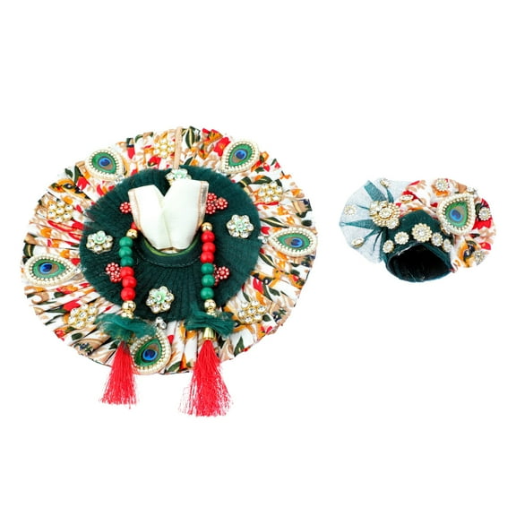 Laddu Gopal Dress Cloth Bhagwan Poshak of God Bal Gopal Kanha Kanhaiya Dev Vastra for Metal Idol Statue for Indian Traditional Holi Festival of Colours Decor(Size:- 1-2 No.Dia- 6")(Green)