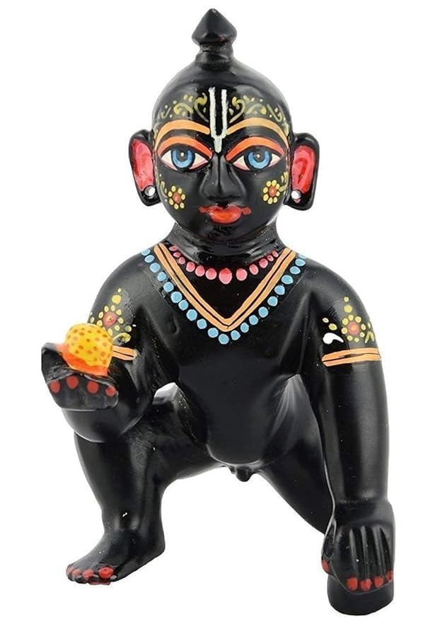 Laddu Gopal Ji Idol, Baby Krishna Bal Gopal Murti, Brass, Black, Large ...