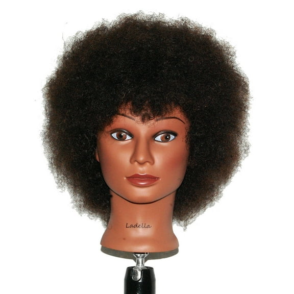 Ladella Beauty Cosmetology Mannequin Afro Head 100% Human Hair Ethnic Hairdresser Training Head Manikin Doll Head - KEIRA