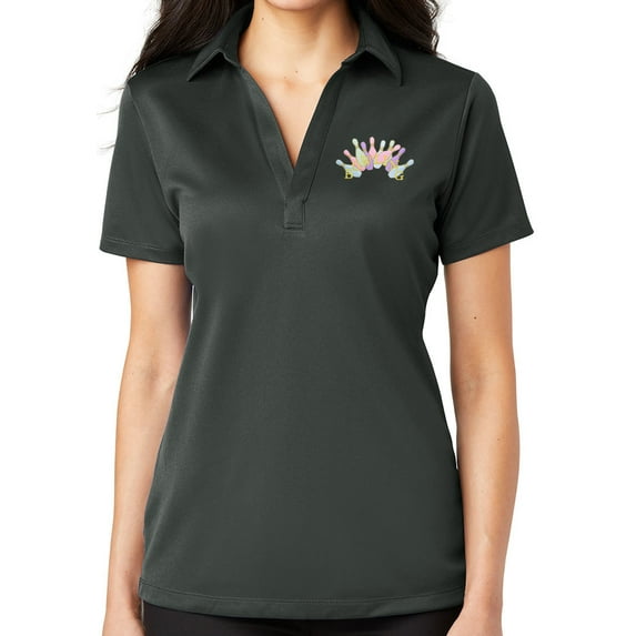 Ladie's Bowling Arch No Button Polo Shirt, Small Steel Grey