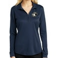 thumbnail image 1 of Ladie's Crashing Bowling Pins Long Sleeve Polo Shirt, 4XL Navy, 1 of 3