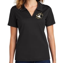 Ladie's Crashing Bowling Pins No Buttons Dri-Mesh Polo Shirt, XL Black