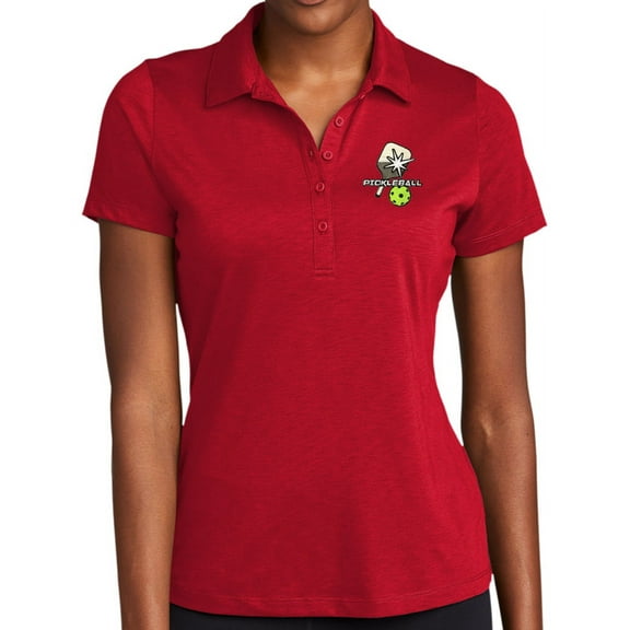 Ladie's Pickleball Moisture-Wicking Performance Polo Shirt, Extra Small Deep Red