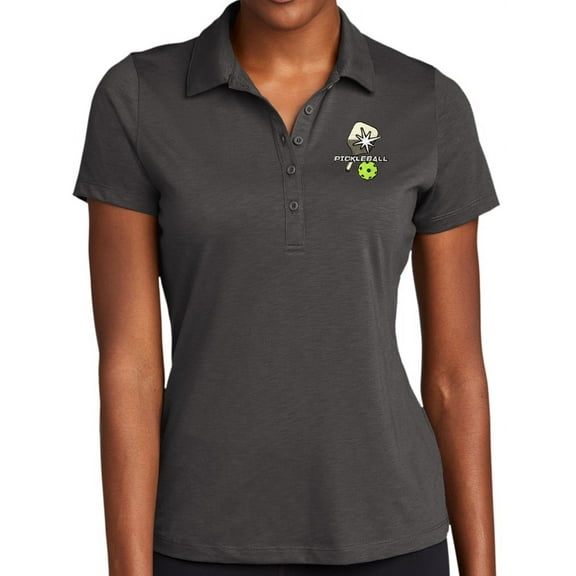 Ladie's Pickleball Moisture-Wicking Performance Polo Shirt, Large Graphite Grey