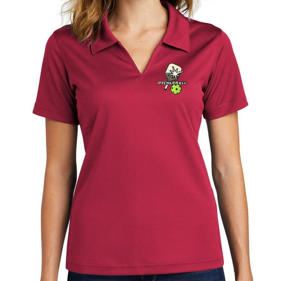 Ladie's Pickleball No Buttons Dri-Mesh Polo Shirt, 3XL RED