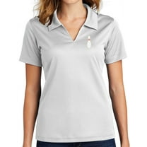 Ladie's Single Bowling Pin No Buttons Dri-Mesh Polo Shirt, Medium White