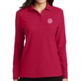 thumbnail image 1 of Ladie's White Lotus Om Patch Moisture-Wicking Long Sleeve Polo Shirt, Medium Red, 1 of 3