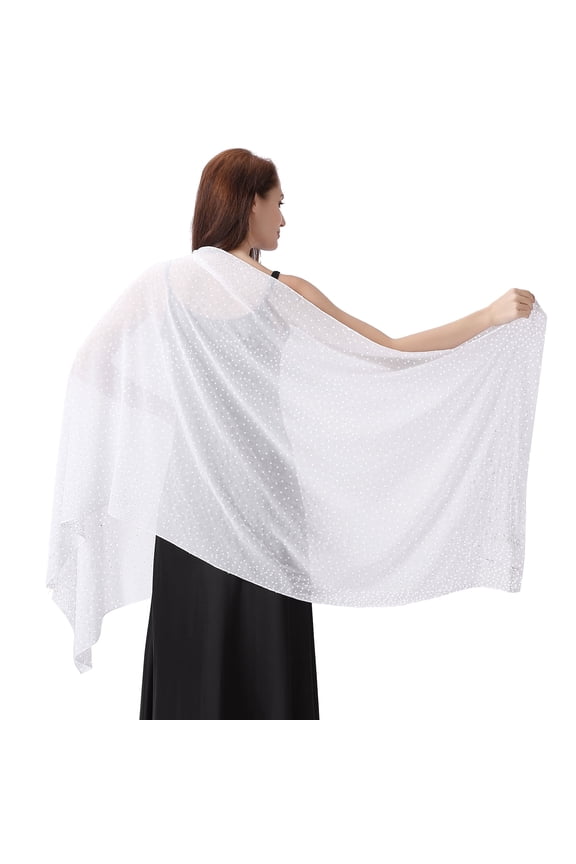 Sparkling Rhinestone Shawl for Women, Sheer Chiffon Wrap for Wedding and Evening Party, Elegant Formal Scarf, Glamorous Style, Solid Pattern, Adult