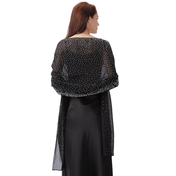 Ladiery Sparkling Rhinestone Shawl, Sheer Chiffon Wrap for Wedding & Evening Party, Elegant Women's Formal Scarf