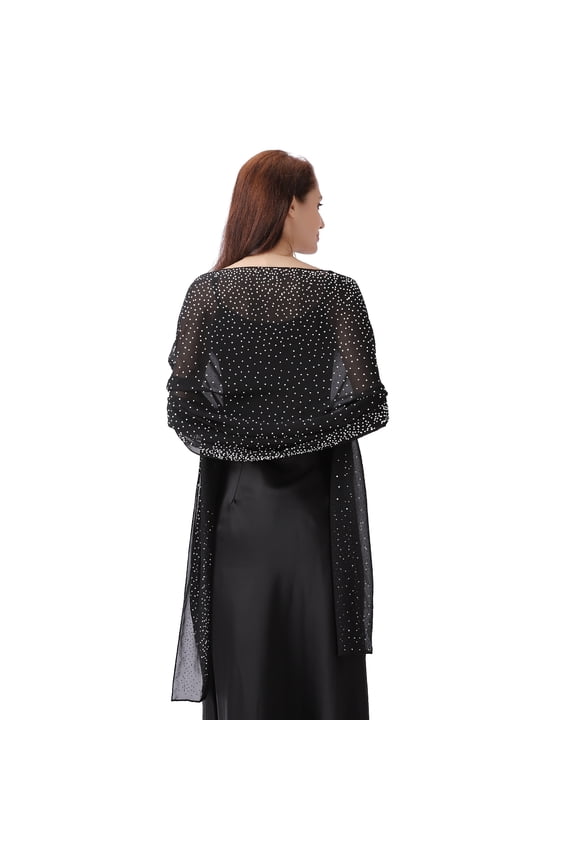 Sparkling Rhinestone Shawl, Sheer Chiffon Wrap for Wedding & Evening Party, Elegant Women's Formal Scarf