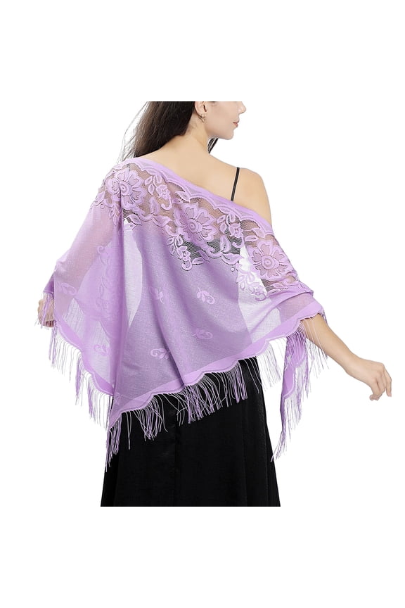Triangle Lace Shawls and Wraps for Evening Dresses with Tassels for Evening Party Mesh Wedding Shawls