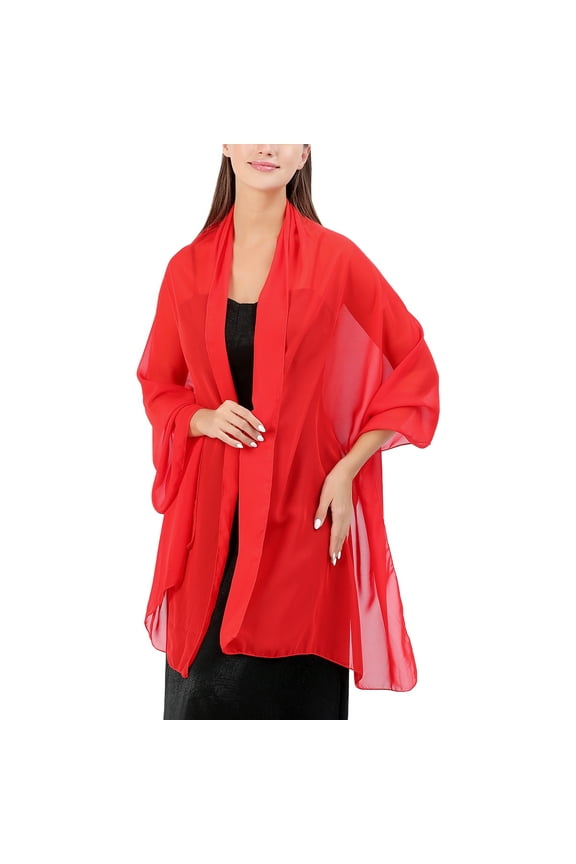 Women Chiffon Shawls and Wraps for Evening Dresses, Elegant Soft Sheer Chiffon Stole Bride Wedding Scarf