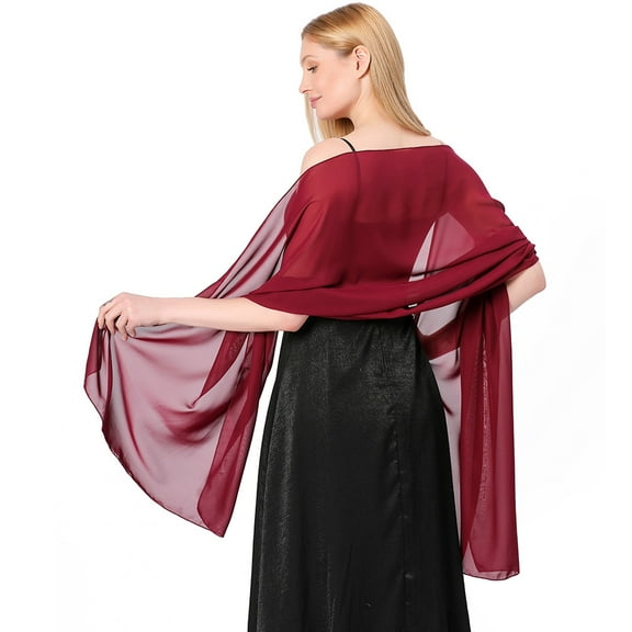 Ladiery Women Chiffon Shawls and Wraps for Evening Dresses, Elegant Soft Sheer Chiffon Stole Bride Wedding Scarf