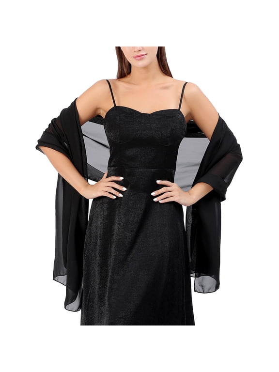 Women Chiffon Shawls and Wraps for Evening Dresses, Elegant Soft Sheer Chiffon Stole Bride Wedding Scarf