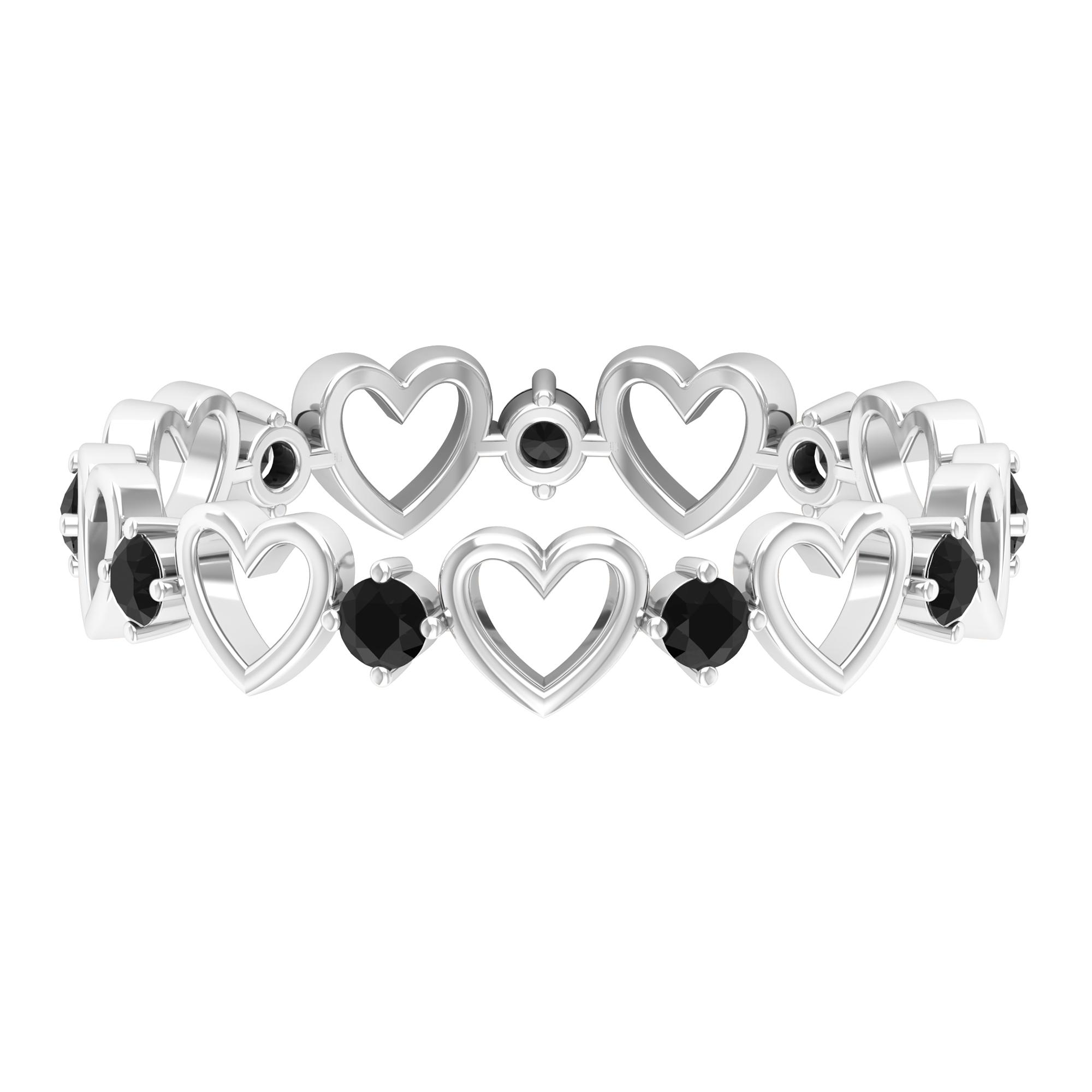 Ladies 1/2 CT Round Cut Lab Created Black Diamond Promise Band Ring