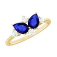thumbnail image 1 of Rosec Jewels Lab Grown Blue Sapphire 2 Stone Engagement Ring (AAAA Grade) - Blue Sapphire Diamond Ring, with Jewelry Box, 18K Yellow Gold, US 12.00, 1 of 9