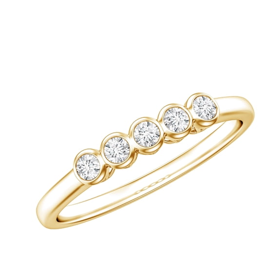 Ladies Diamond Promise Ring, Diamond Five Stone Ring, Round Shape Diamond Ring, Bezel Set Diamond Ring, 10K Yellow Gold, US 6.00