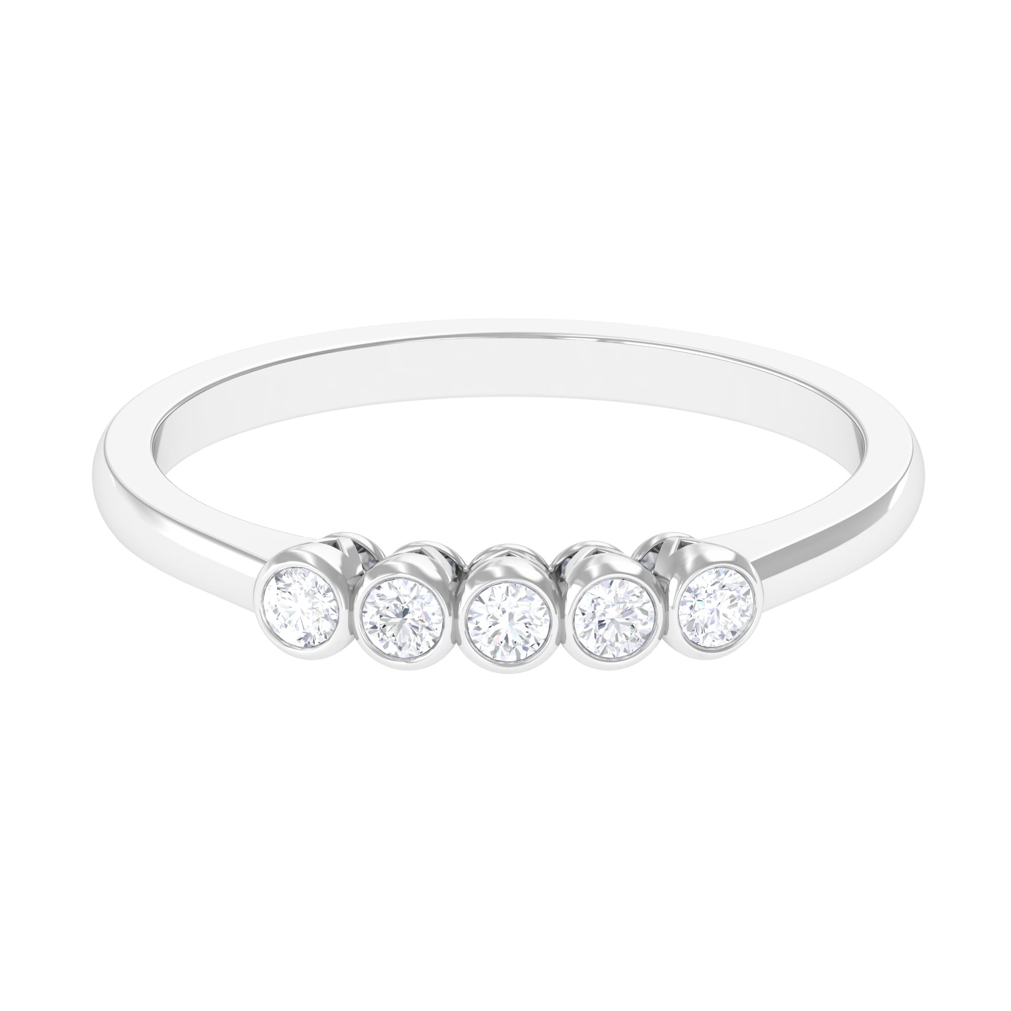 Ladies 1/4 CT Diamond Promise Ring, Diamond Five Stone Ring, Round Cut Diamond Ring, Bezel Set