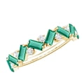 thumbnail image 1 of Rosec Jewels Baguette Lab Grown Emerald Half Eternity Ring - AAAA Quality - Emerald Diamond Ring - Ready to Gift for Women, 18K Yellow Gold, US 10.00, 1 of 8