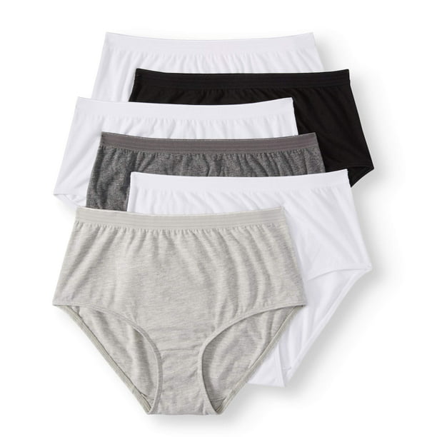 Ladies 100% Cotton Brief Panty, 6 pack - Walmart.com