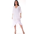 thumbnail image 1 of Ladies 100% Linen Dress with 3/4 Sleeve and Ruffled Hem, 1 of 2