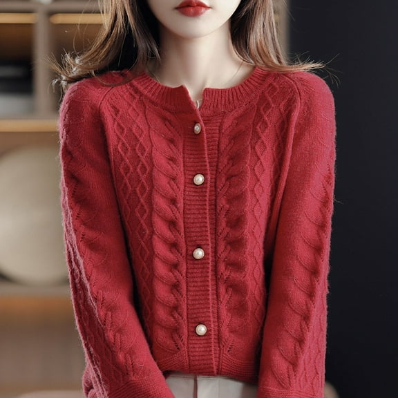 Ladies 100%Wool/YAMXUN Cardigan Spring New Large Size Twist Coat High-End YAMXUN Sweater Shirt Loose Women Jacket Thick Top