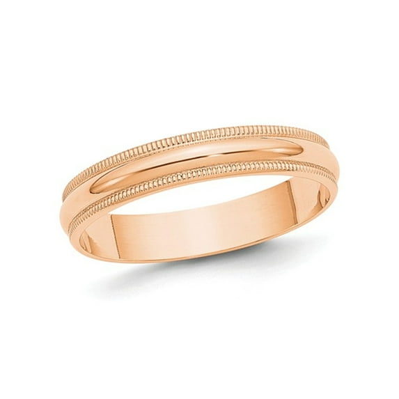 Ladies 10K Rose Pink Gold 4mm Milgrain Wedding Band Ring