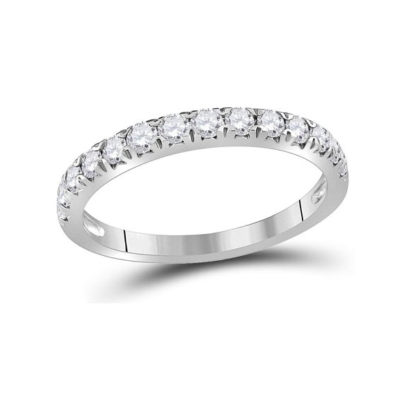 Ladies 10K White Gold 1/2 Carat (Ctw J-K, I2-I3) Diamond Wedding Anniversary Band