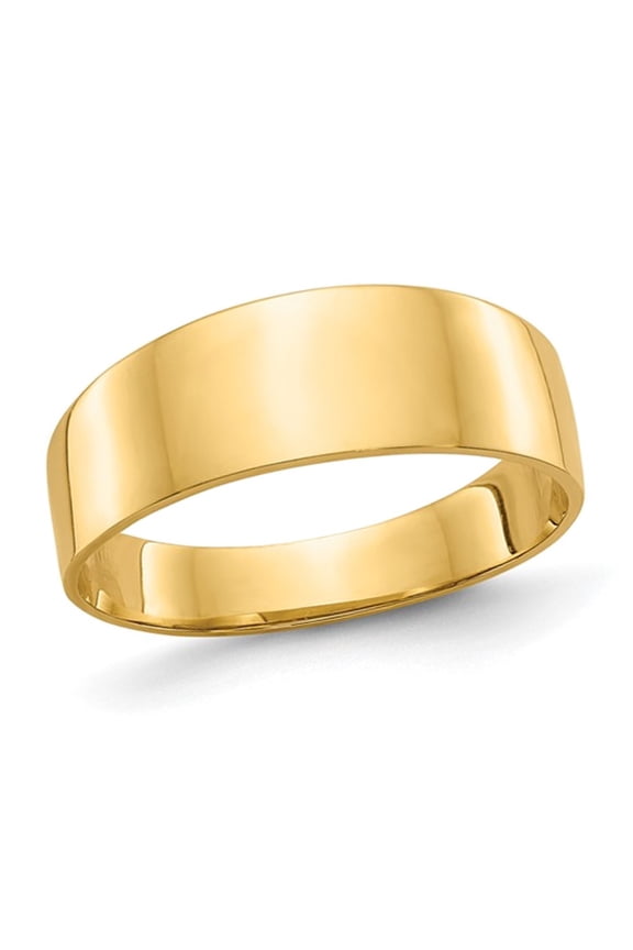 Gem & Harmony Ladies 10K Yellow Gold Flat-top Tapered Cigar Band Ring for Women