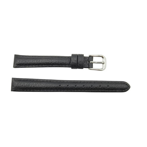 Ladies 12mm Black Genuine Textured Leather Replacement Watch Strap