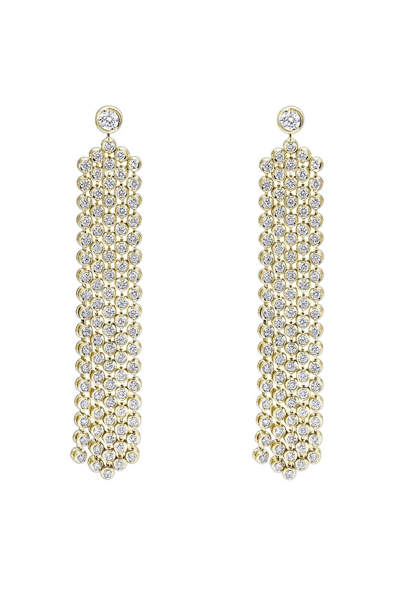 Ladies 14K Gold Designer Waterfall Diamond Drop Earrings 5ctw G-H color (Yellow Gold)