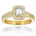 thumbnail image 1 of Ladies 14K Halo Emerald Cut Natural 1.2 Ctw Diamond Unique Engagement Ring (Yellow Gold Size 6), 1 of 3