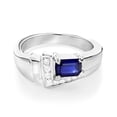 thumbnail image 1 of Ladies 14K Natural 0.1 Ctw Diamond and 0.5 Ctw Sapphire Ring (White Gold Size 6.5), 1 of 3