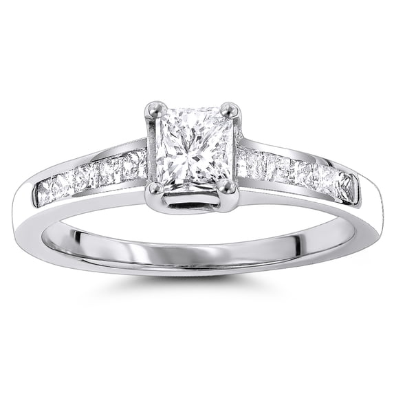Ladies 14K Natural 0.9 Ctw Diamond Designer Engagement Ring For Her (White Gold Size 9)