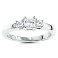thumbnail image 1 of Ladies 14K Three Stone Natural 0.6 Ctw Diamond Engagement Ring For Her (White Gold Size 4.5), 1 of 3