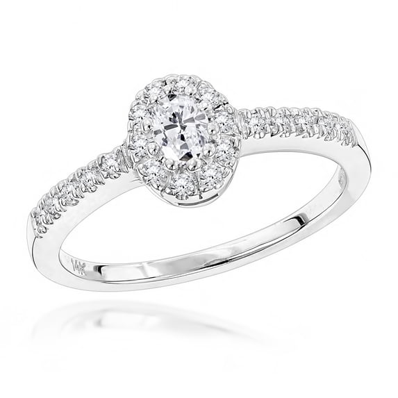 Ladies 14K Unique Natural 0.4 Ctw Diamond Engagement Ring For Her (White Gold Size 7.5)