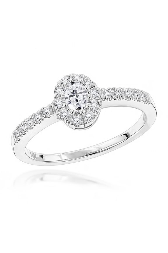 Ladies 14K Unique Natural 0.4 Ctw Diamond Engagement Ring For Her (White Gold Size 8)