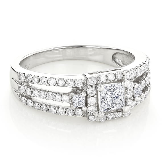 Ladies 14K Unique Natural 1.1 Ctw Diamond Engagement Ring (White Gold Size 4.5)