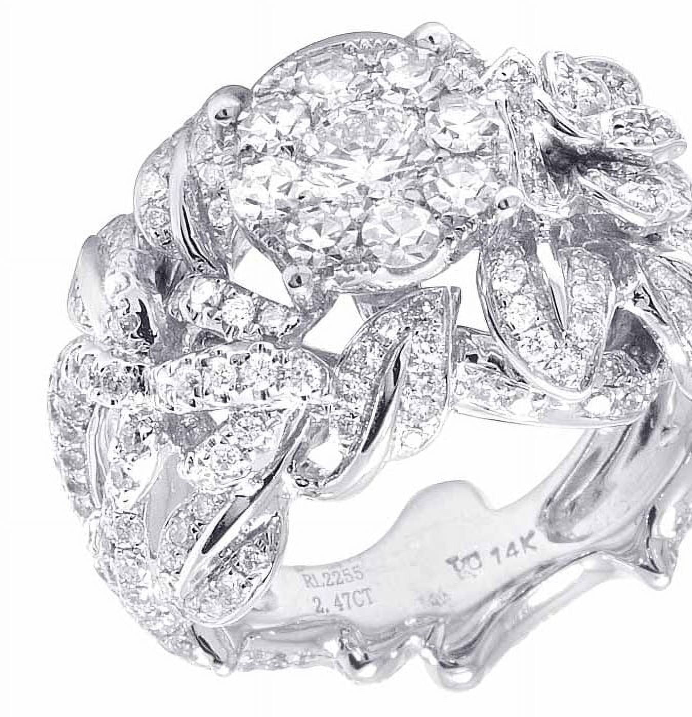 JEWELRY UNLIMITED Ladies 14K White Gold Real Diamond Vine Floral Eternity Ring 2 1/2 CT