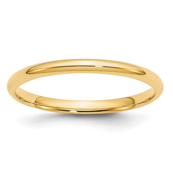 Ladies 14K Yellow Gold 2mm Comfort Fit Plain Wedding Band (Available Ring Sizes 4-9) Size 4.5