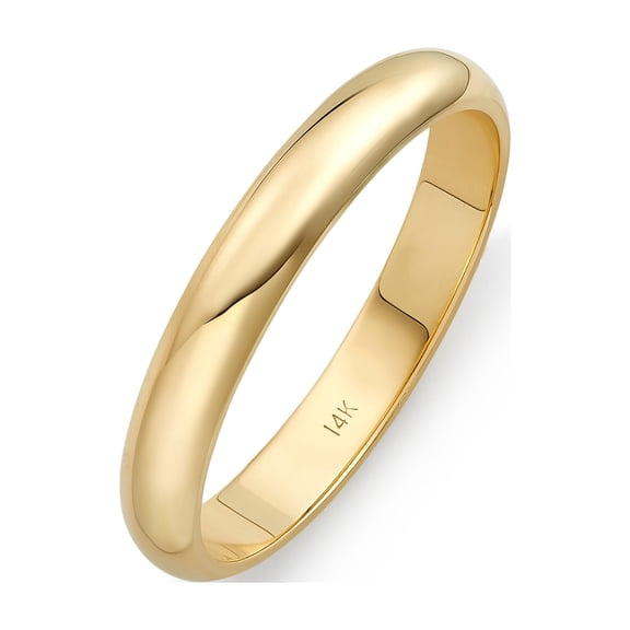 Ladies 14K Yellow Gold 3mm Traditional Fit Plain Wedding Band Size 5
