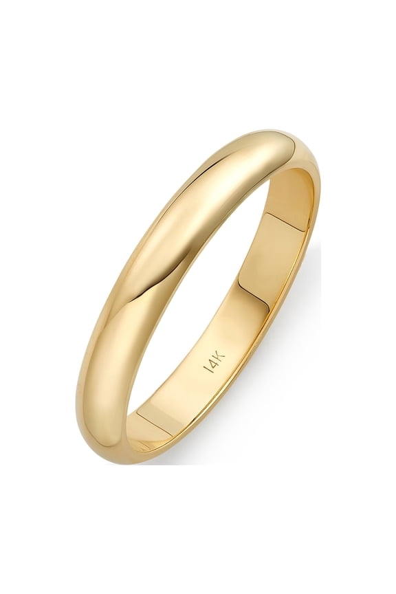 Ladies 14K Yellow Gold 3mm Traditional Fit Plain Wedding Band Size 5