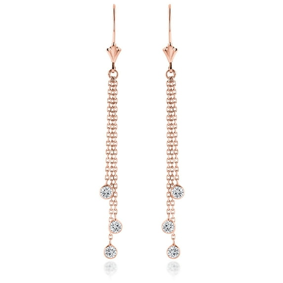 Ladies 14k Gold Chandelier Earrings With Diamonds By The Yard 0.6ctw G-H color (Rose Gold)