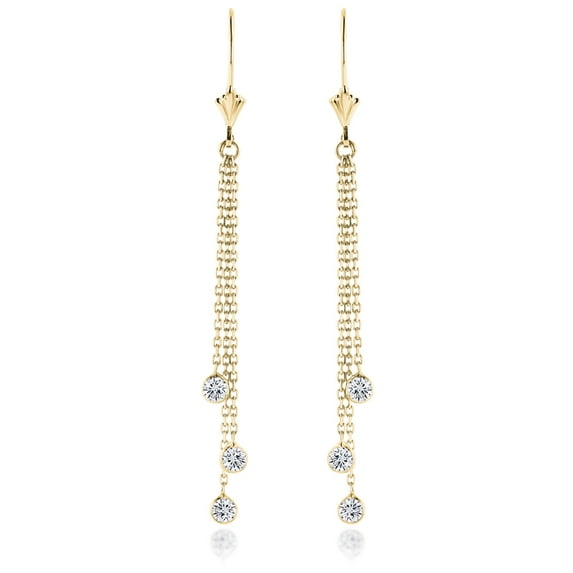 Ladies 14k Gold Chandelier Earrings With Diamonds By The Yard 0.6ctw G-H color (Yellow Gold)